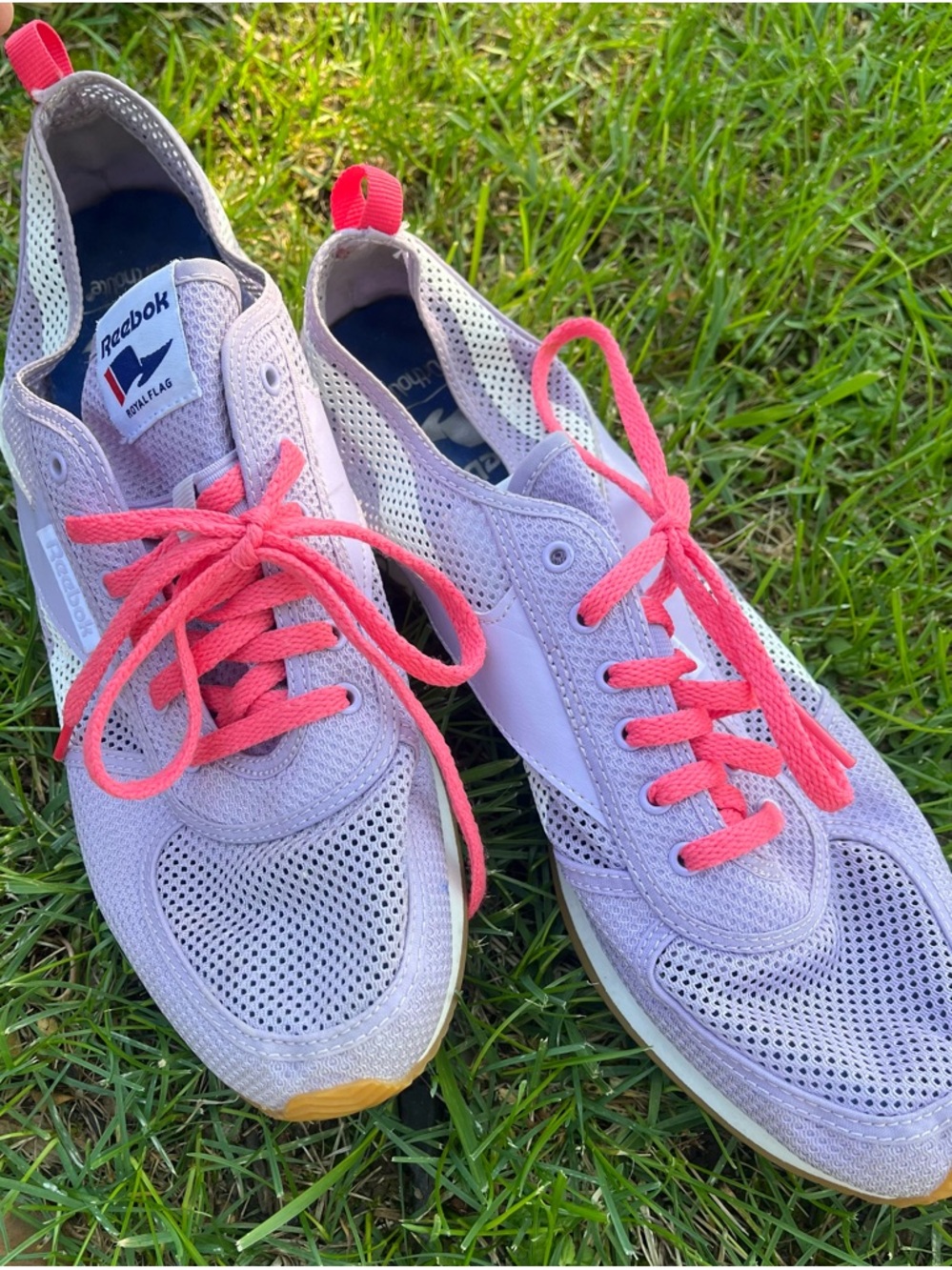 Reebok Women’s Lavender Mesh Sneakers with Coral Pink Laces
